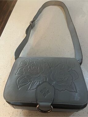 Patricia Nash light blue Floral Embossed Leather Crossbody